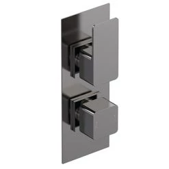 Venice Cubo Twin Thermostatic Shower Valve with Diverter - Brushed Gun Metal