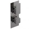 Venice Cubo Twin Thermostatic Shower Valve - Brushed Gun Metal -Showers Shop VG8TW01BGM M