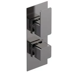 Venice Cubo Twin Thermostatic Shower Valve - Brushed Gun Metal
