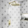 Arezzo Brushed Brass Round Push-Button Shower with 300mm Rainfall Shower Head -Showers Shop VWH6GREWHI p