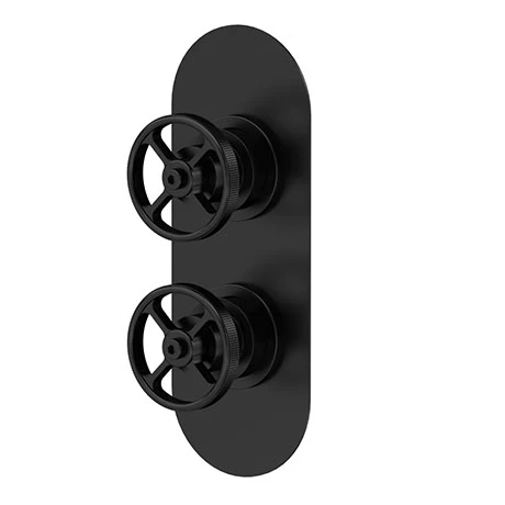 Hudson Reed Revolution Industrial Twin Concealed Thermostatic Shower Valve with Diverter - Matt Black -SIWTW402 3 Hudson Reed Revolution Industrial Twin Concealed Thermostatic Shower Valve with Diverter - Matt Black -SIWTW402